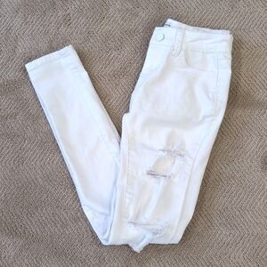 Wax Jean Los Angeles White Distressed Stretch Jeans - Size 0